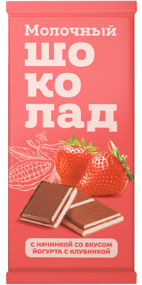  Меренга Шоколад молочный с начинкой Йогурт-Клубника,(блок 24шт по 80г)   в Нефтекамске